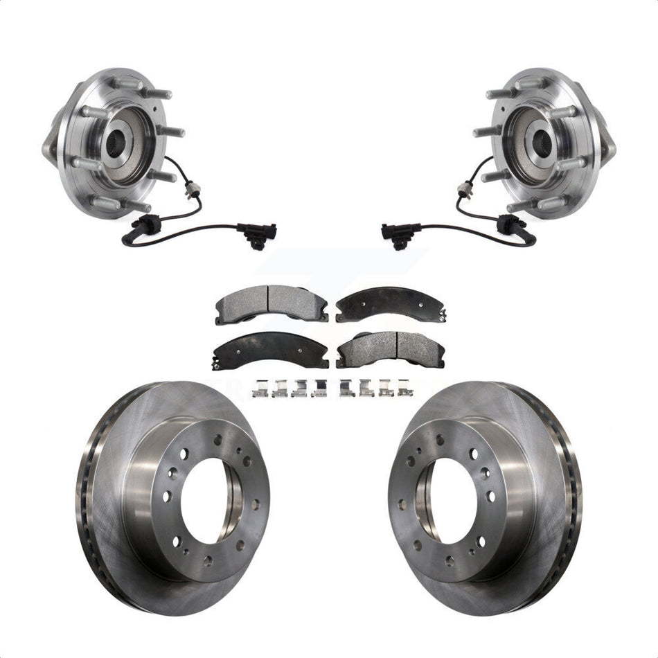 Front Hub Bearing Assembly With Disc Brake Rotors And Semi-Metallic Pads Kit For 2011-2019 Chevrolet Silverado 3500 HD GMC Sierra Dual Rear Wheels 4WD KBB-114085