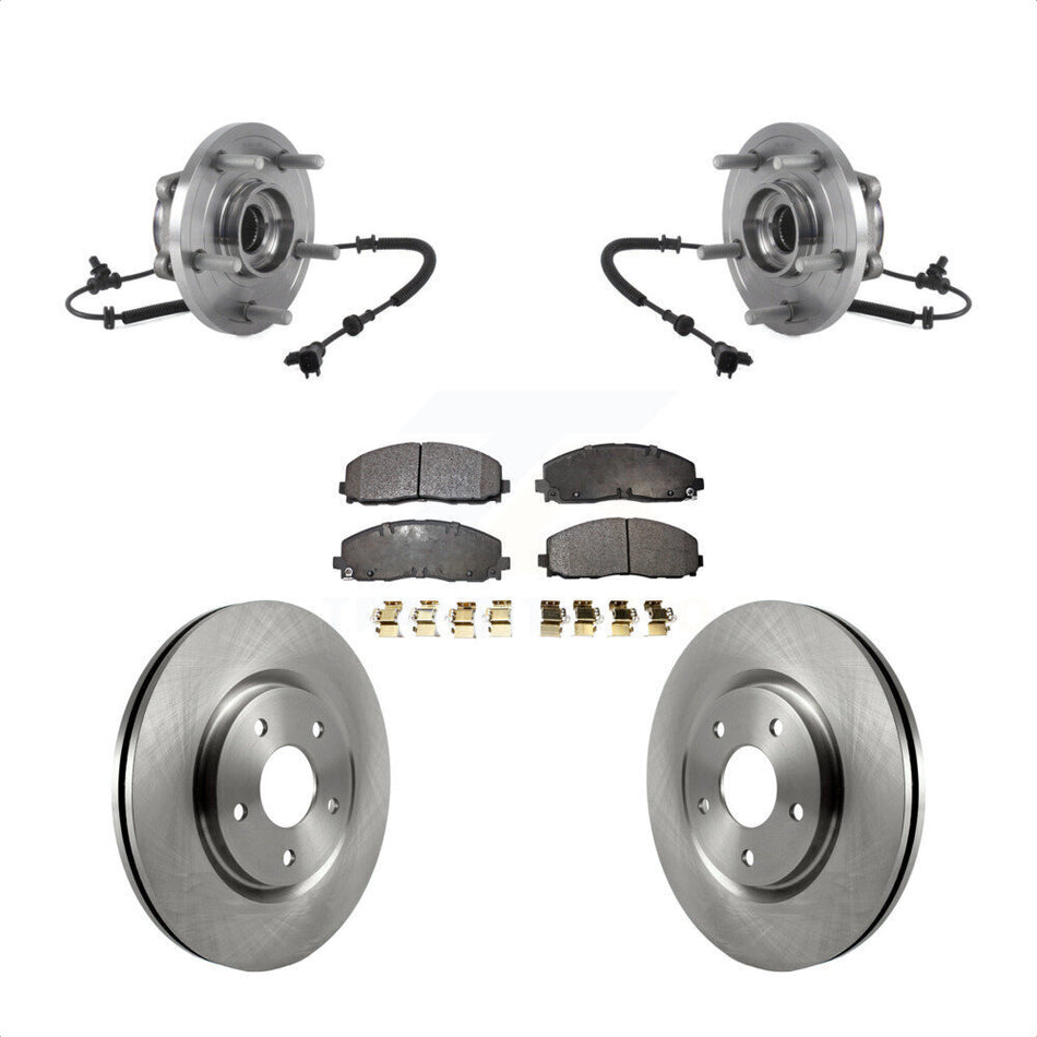 Front Hub Bearing Assembly With Disc Brake Rotors And Semi-Metallic Pads Kit For Chrysler Pacifica Voyager Grand Caravan KBB-114087