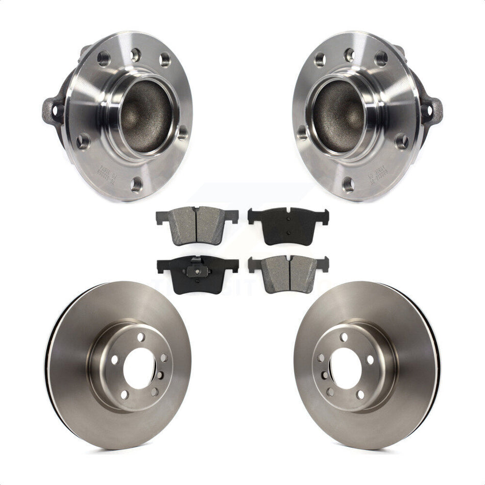 Front Hub Bearing Assembly With Disc Brake Rotors And Semi-Metallic Pads Kit For BMW 435i 335i Gran Coupe Without Blue Painted Calipers KBB-114095