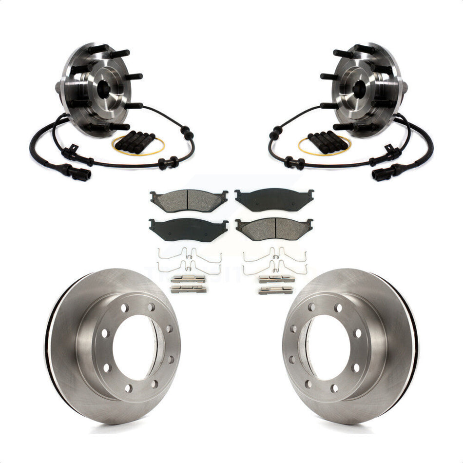 Front Hub Bearing Assembly With Disc Brake Rotors And Semi-Metallic Pads Kit For Ford F-450 Super Duty F-550 4 X 2 KBB-114116