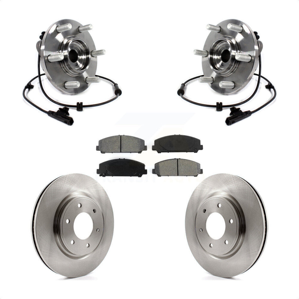 Front Hub Bearing Assembly With Disc Brake Rotors And Semi-Metallic Pads Kit For INFINITI Nissan Armada QX80 QX56 KBB-114119