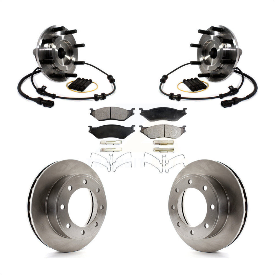 Front Hub Bearing Assembly With Disc Brake Rotors And Ceramic Pads Kit For 1999-1999 Ford F-450 Super Duty F-550 13.03" Diameter Rotor To 03/22/99 4 X 2 KBB-114159
