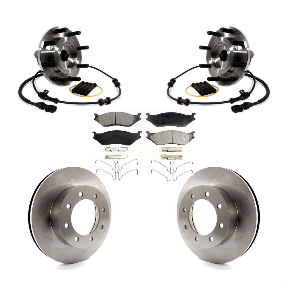 Front Hub Bearing Assembly With Disc Brake Rotors And Ceramic Pads Kit For Ford F-550 Super Duty F-450 KBB-114161