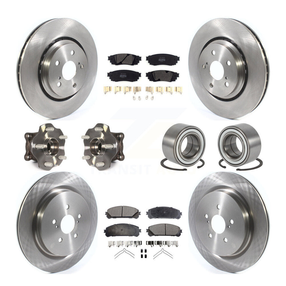 Front Rear Wheel Hub Bearings Assembly Disc Brake Rotors And Semi-Metallic Pads Kit (10Pc) For 2016 Lexus RX350 AWD Excluding Vehicles Manufactured In Japan KBB-114171