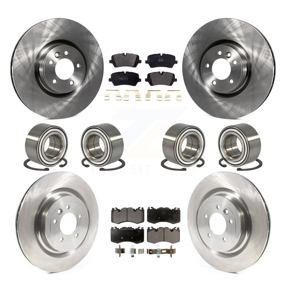 Front Rear Wheel Bearings Disc Brake Rotors And Semi-Metallic Pads Kit (10Pc) For Land Rover Range Sport KBB-114189