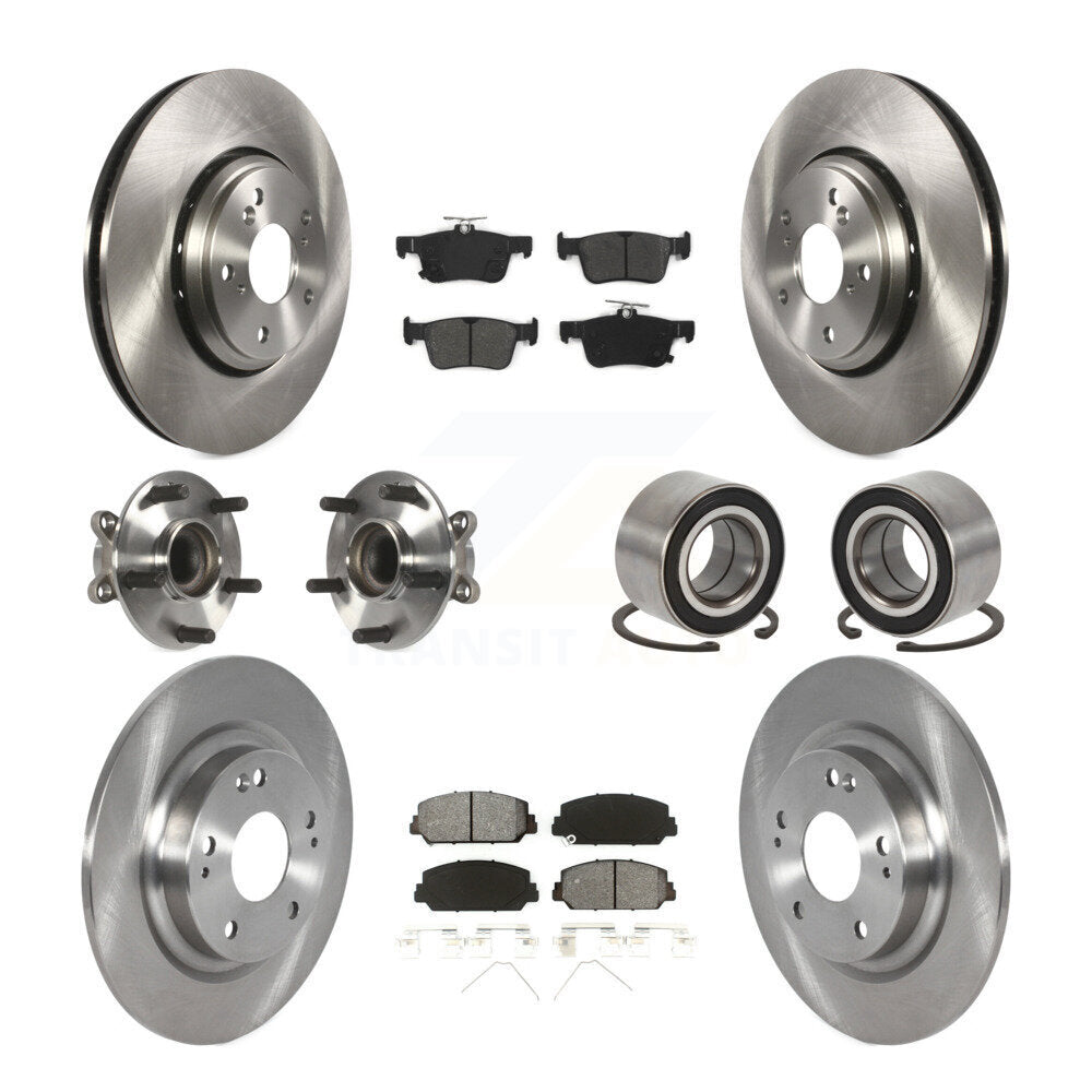 Front Rear Hub Bearing Disc Brake Rotor And Semi-Metallic Pads Kit (10Pc) For Honda Civic KBB-114196