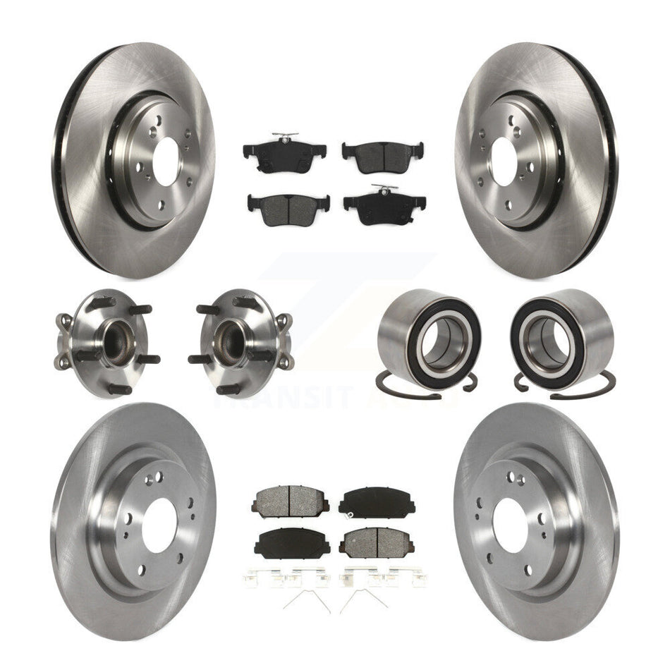 Front Rear Hub Bearing Disc Brake Rotor And Semi-Metallic Pads Kit (10Pc) For Honda Civic KBB-114196