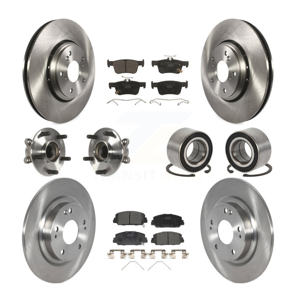 Front Rear Wheel Hub Bearings Assembly Disc Brake Rotors And Ceramic Pads Kit (10Pc) For Honda Civic KBB-114212