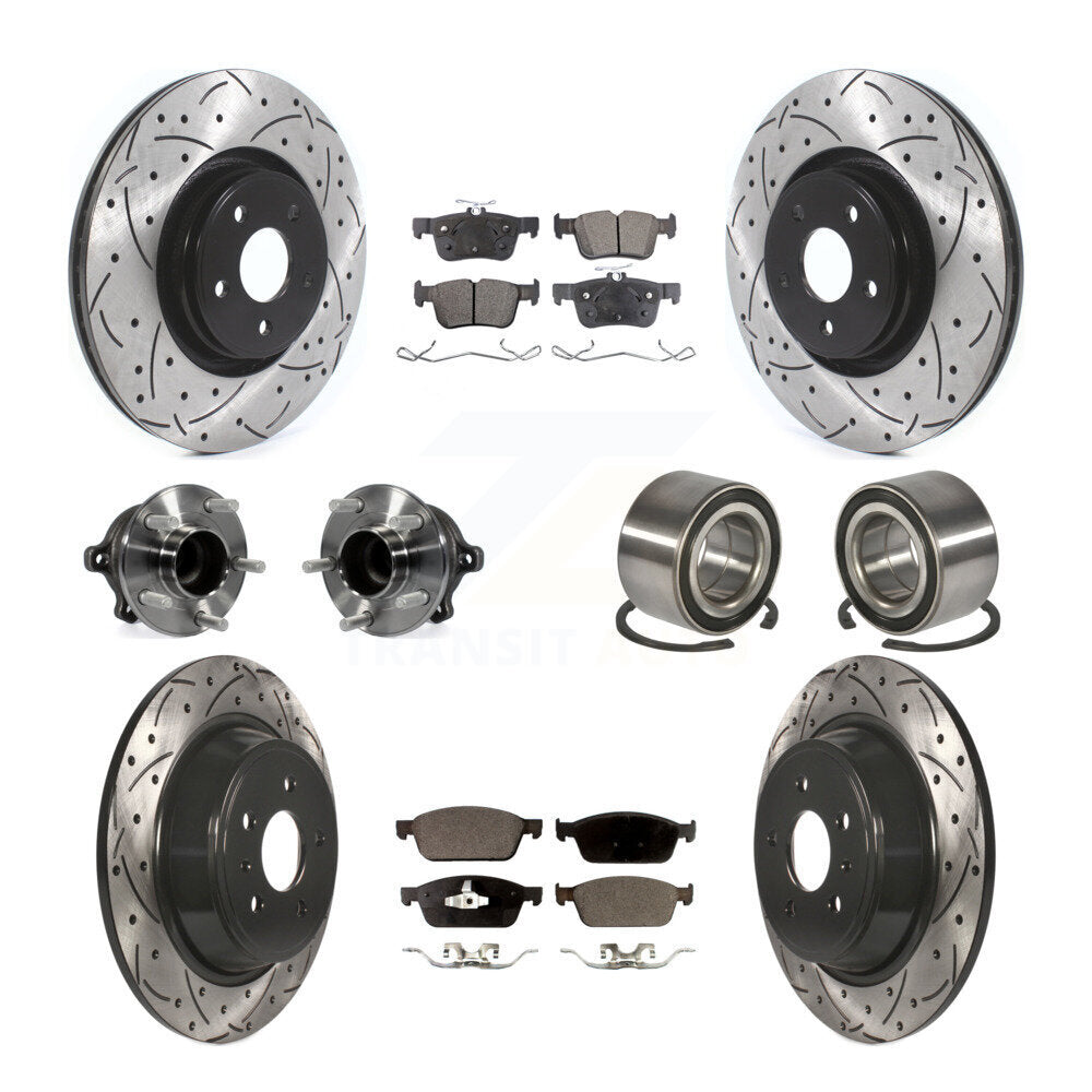 Front Rear Hub Bearing Coated Disc Brake Rotor And Ceramic Pad Kit (10Pc) For Lincoln MKC KBB-114262