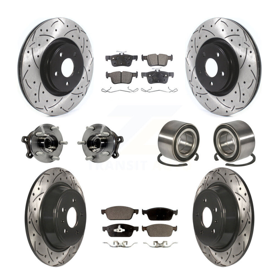 Front Rear Hub Bearing Coated Disc Brake Rotor And Ceramic Pad Kit (10Pc) For Lincoln MKC KBB-114263