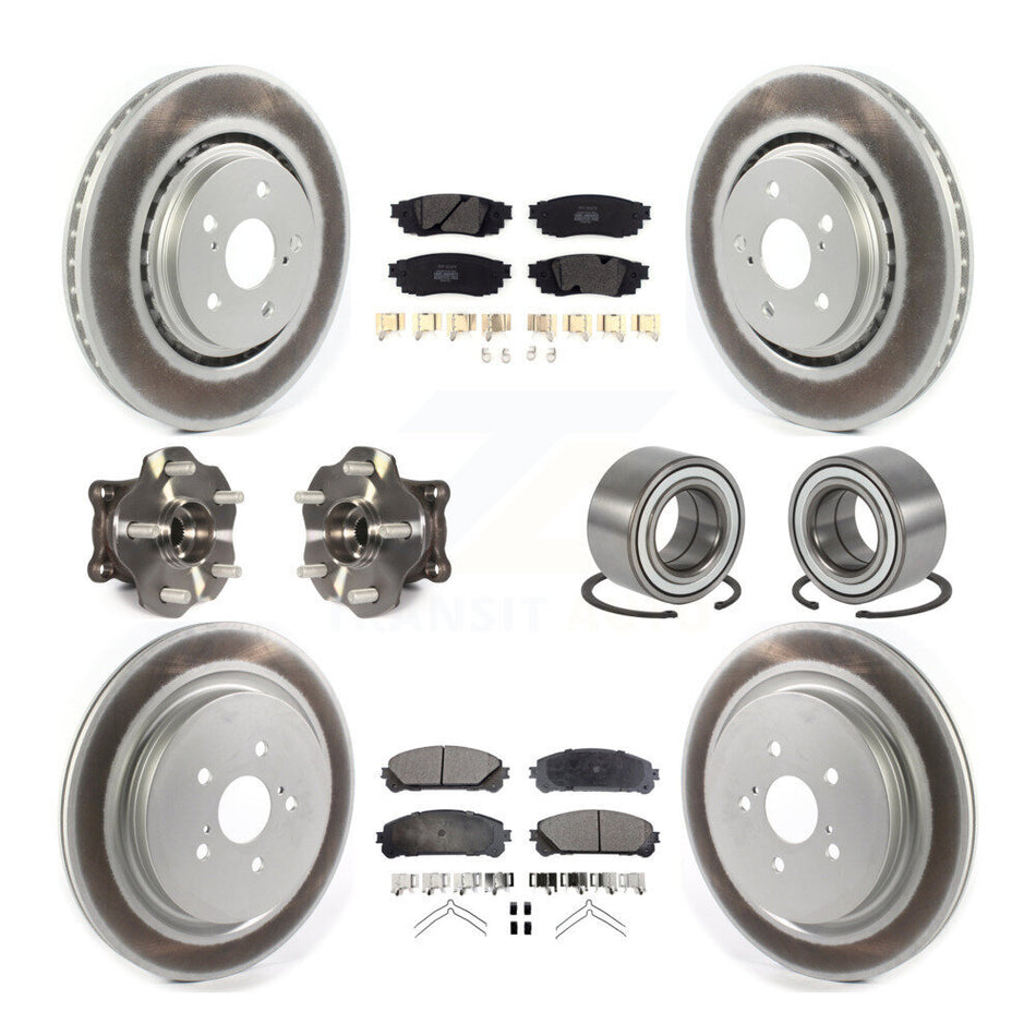 Front Rear Wheel Hub Bearings Assembly Coated Disc Brake Rotors And Semi-Metallic Pads Kit (10Pc) For 2016 Lexus RX350 AWD Excluding Vehicles Manufactured In Japan KBB-114275