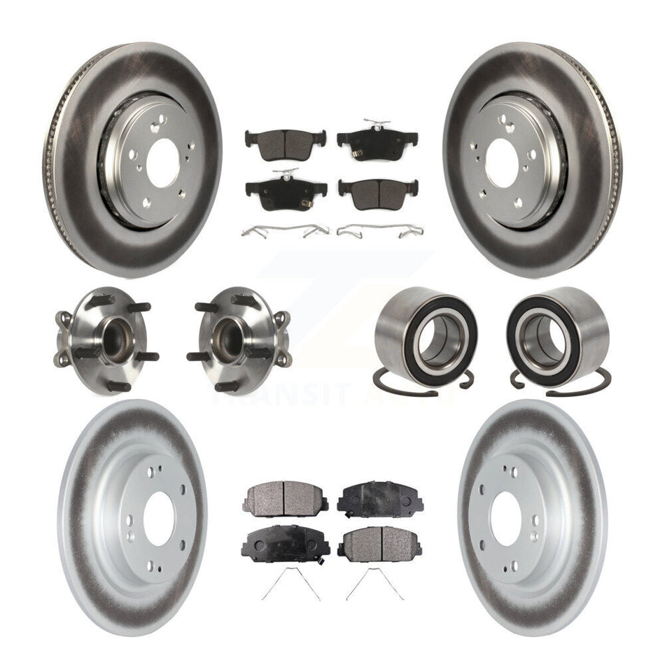 Front Rear Wheel Hub Bearings Assembly Coated Disc Brake Rotors And Semi-Metallic Pads Kit (10Pc) For Honda Civic KBB-114291