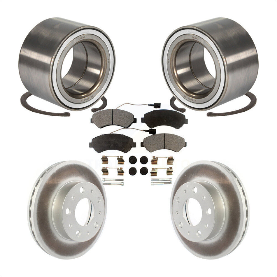 Front Wheel Bearing With Coated Disc Brake Rotors And Semi-Metallic Pads Kit For Ram ProMaster 1500 2500 3500 KBB-114312