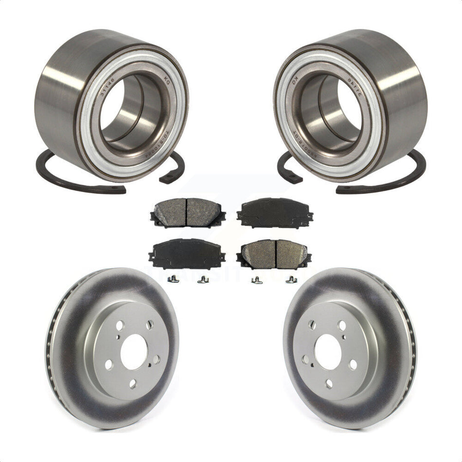 Front Wheel Bearing With Coated Disc Brake Rotors And Semi-Metallic Pads Kit For Toyota Prius Prime AWD-e KBB-114332