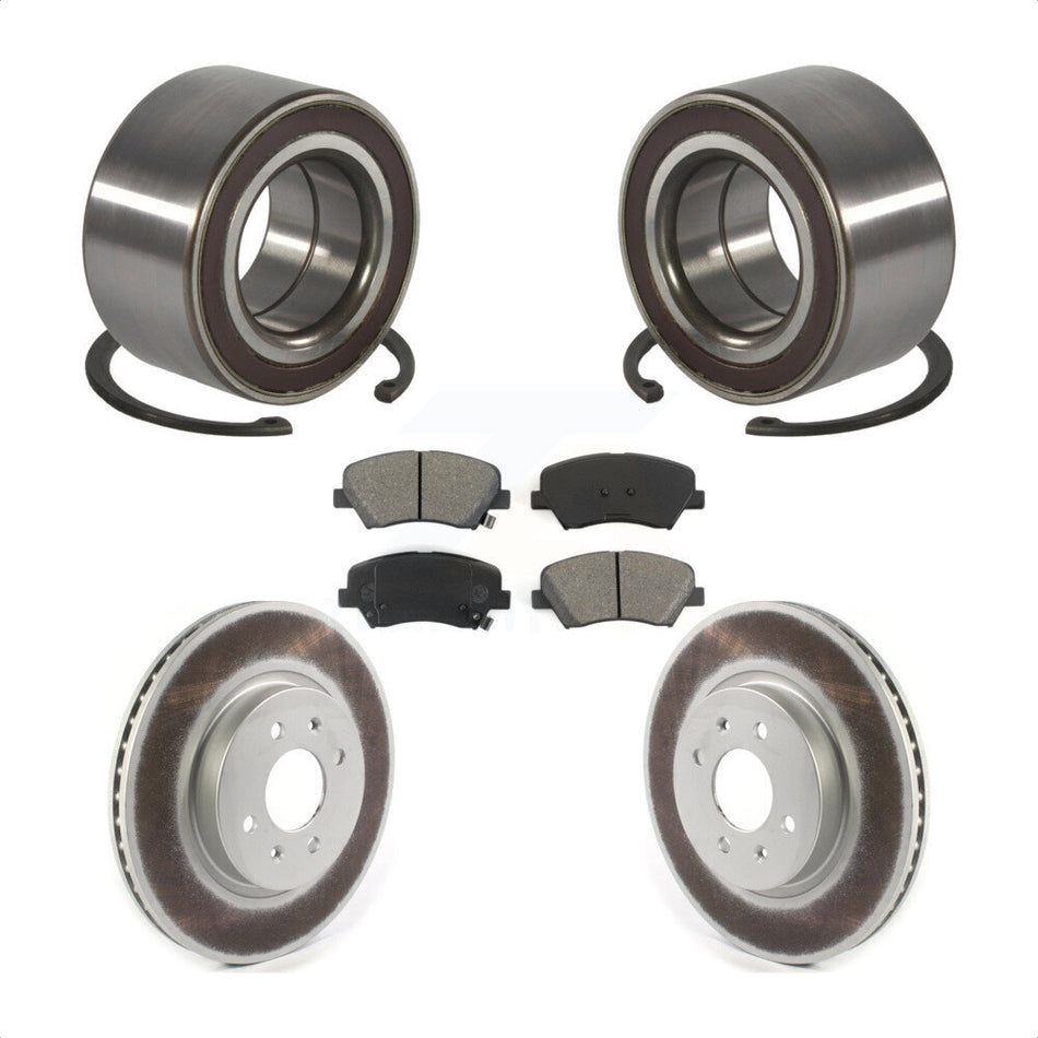 Front Wheel Bearing With Coated Disc Brake Rotors And Semi-Metallic Pads Kit For Kia Rio KBB-114336