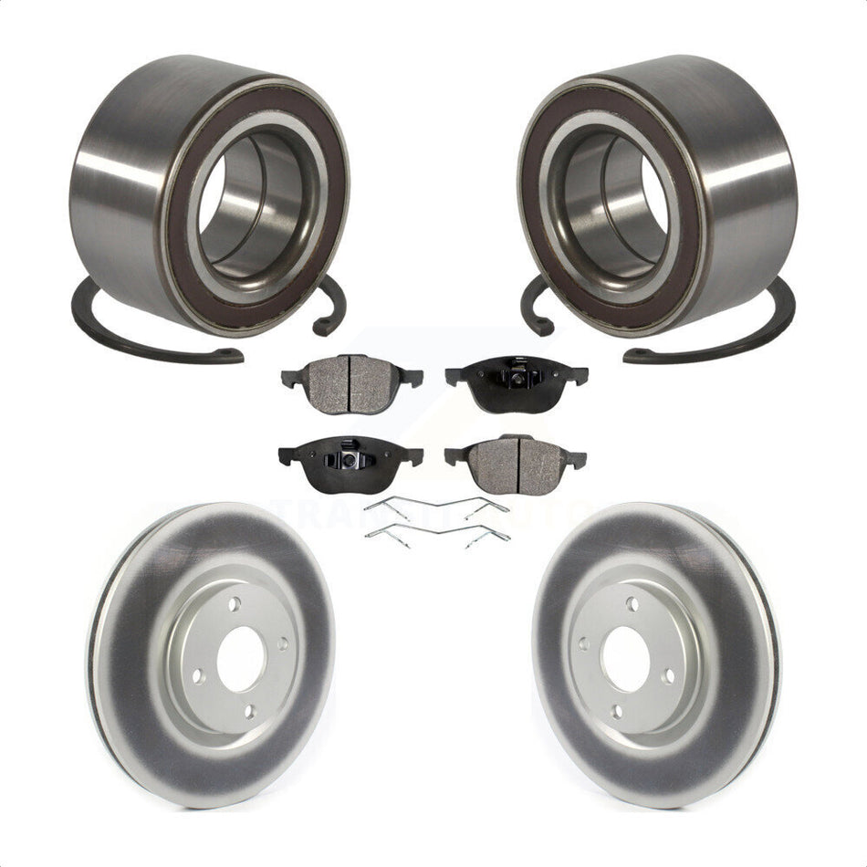 Front Wheel Bearing With Coated Disc Brake Rotors And Ceramic Pads Kit For 2018-2021 Ford EcoSport FWD KBB-114353