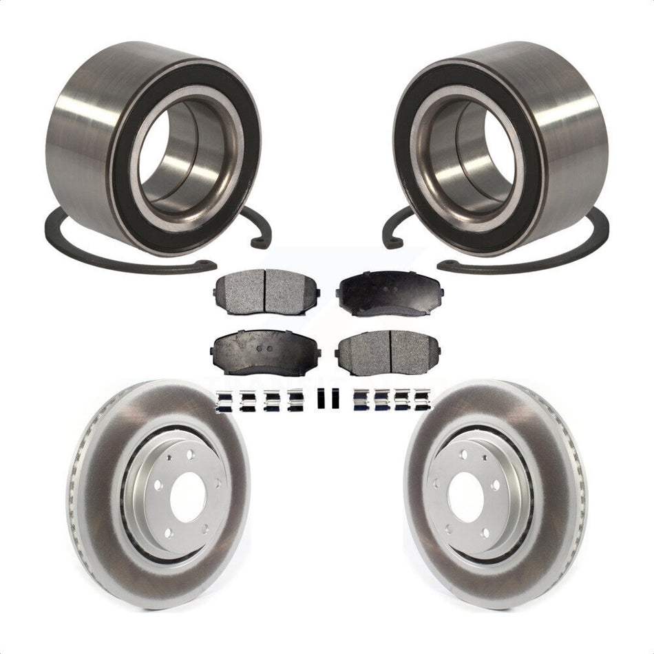 Front Wheel Bearing With Coated Disc Brake Rotors And Ceramic Pads Kit For 2016-2018 Mazda CX-9 KBB-114354
