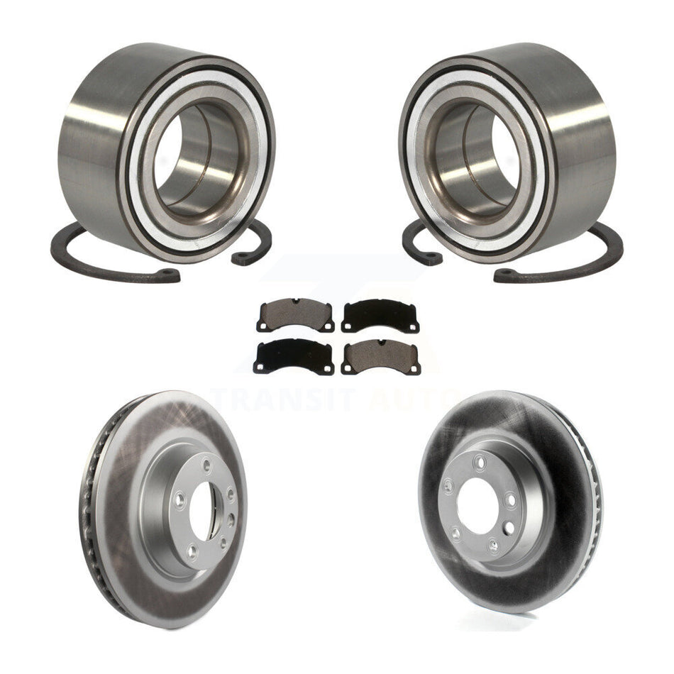 Front Wheel Bearing With Coated Disc Brake Rotors And Ceramic Pads Kit For 2011-2012 Porsche Cayenne Base 380mm Diameter Rotor KBB-114366