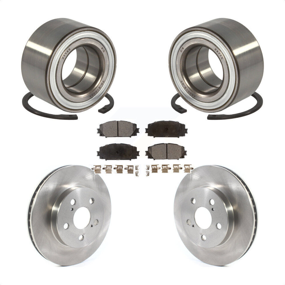 Front Wheel Bearing With Disc Brake Rotors And Semi-Metallic Pads Kit For Toyota Prius Prime AWD-e KBB-114380