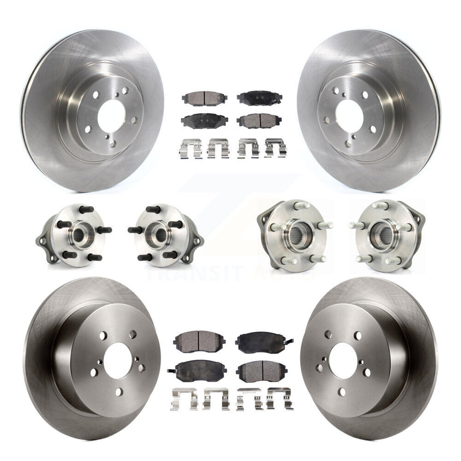 Front Rear Hub Bearings Assembly Disc Brake Rotors And Semi-Metallic Pads Kit (10Pc) For Subaru Outback Legacy With 292mm Diameter Rotor KBB-114410