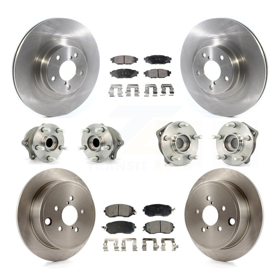 Front Rear Hub Bearings Assembly Disc Brake Rotors And Semi-Metallic Pads Kit (10Pc) For Subaru Outback Impreza Forester Legacy KBB-114415