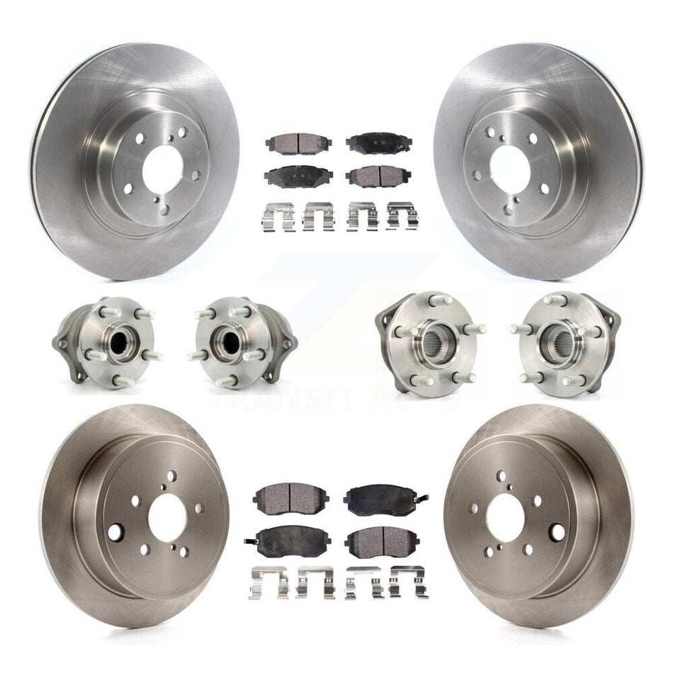 Front Rear Hub Bearings Assembly Disc Brake Rotors And Semi-Metallic Pads Kit (10Pc) For Subaru Outback Forester Impreza Legacy KBB-114416