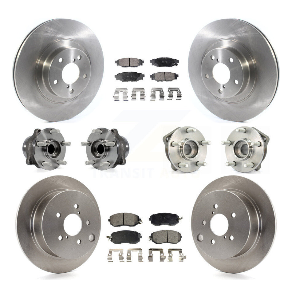 Front Rear Hub Bearings Assembly Disc Brake Rotors And Semi-Metallic Pads Kit (10Pc) For 2013 Subaru XV Crosstrek With 292mm Diameter Rotor KBB-114420