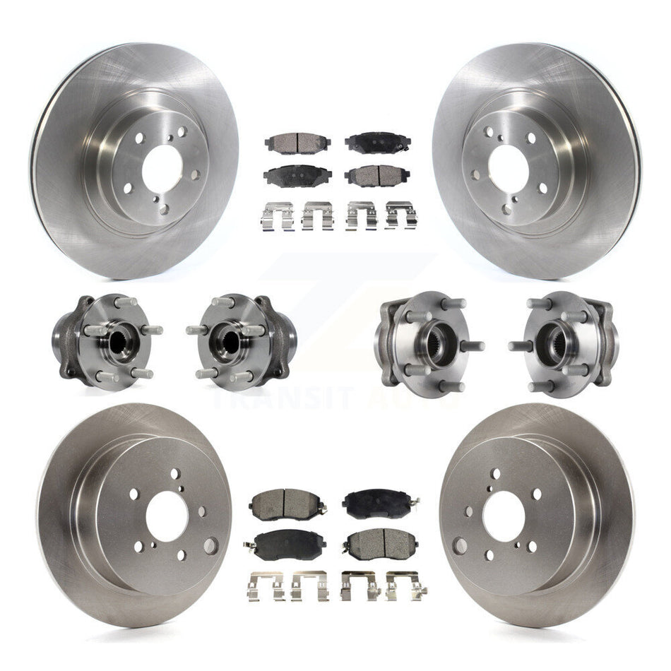 Front Rear Hub Bearings Assembly Disc Brake Rotors And Semi-Metallic Pads Kit (10Pc) For Subaru Forester Crosstrek XV With 292mm Diameter Rotor KBB-114421