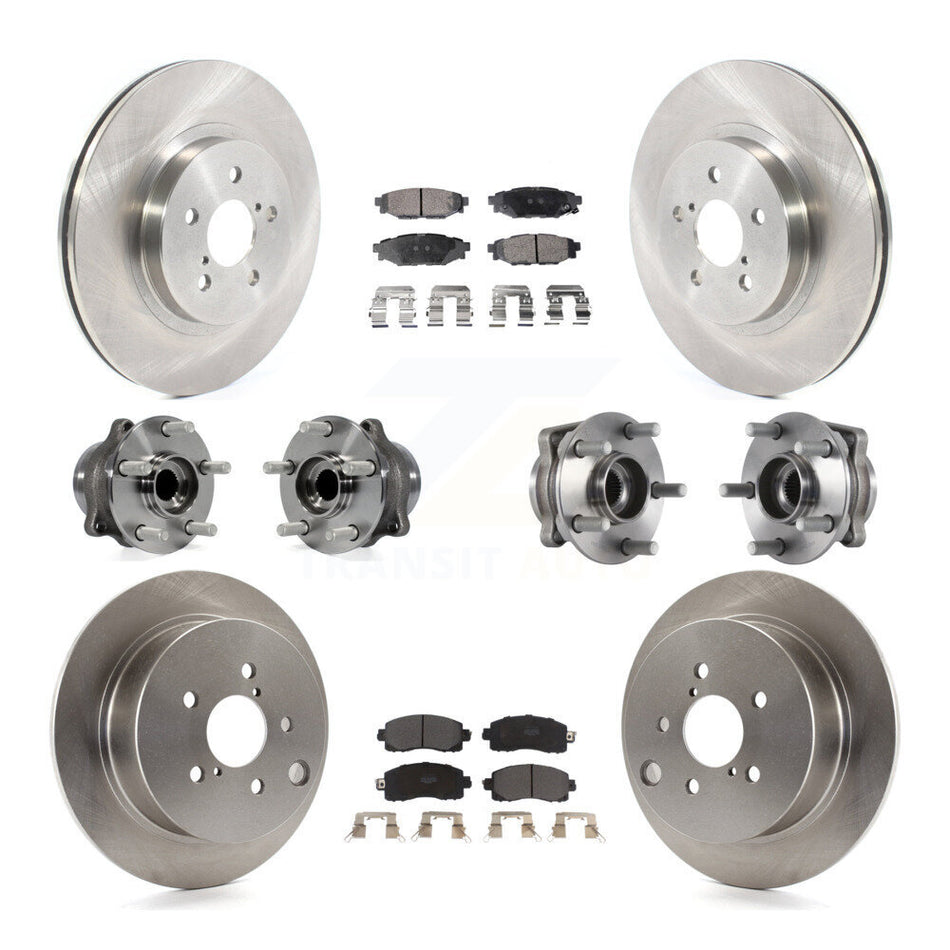 Front Rear Hub Bearings Assembly Disc Brake Rotors And Semi-Metallic Pads Kit (10Pc) For Subaru Crosstrek Impreza KBB-114422