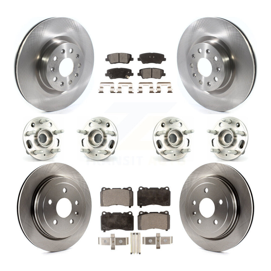 Front Rear Hub Bearings Assembly Disc Brake Rotors And Semi-Metallic Pads Kit (10Pc) For Cadillac CTS With 18" Factory Wheels KBB-114435