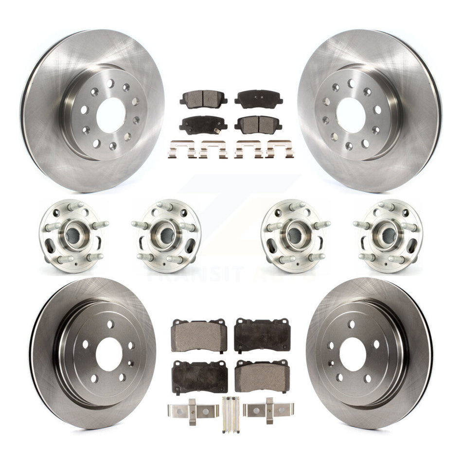 Front Rear Hub Bearings Assembly Disc Brake Rotors And Semi-Metallic Pads Kit (10Pc) For Cadillac CTS With 17" Factory Wheels KBB-114436