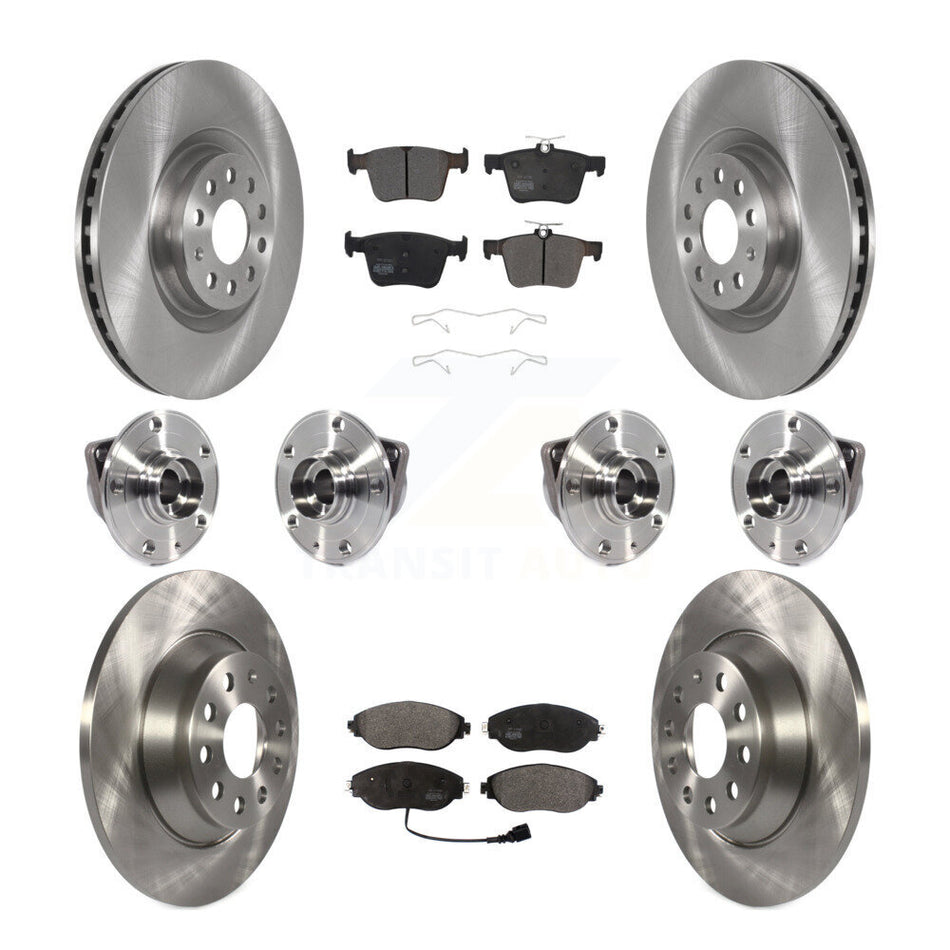 Front Rear Hub Bearing Brake Rotor And Pad Kit (10Pc) For 2018-2022 Volkswagen Tiguan AWD KBB-114439
