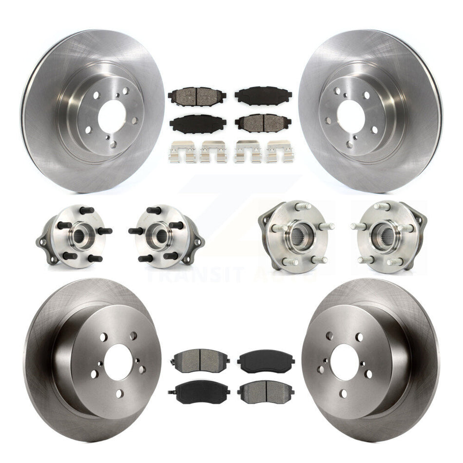 Front Rear Hub Bearings Assembly Disc Brake Rotors And Semi-Metallic Pads Kit (10Pc) For Subaru Outback Legacy With 292mm Diameter Rotor KBB-114444