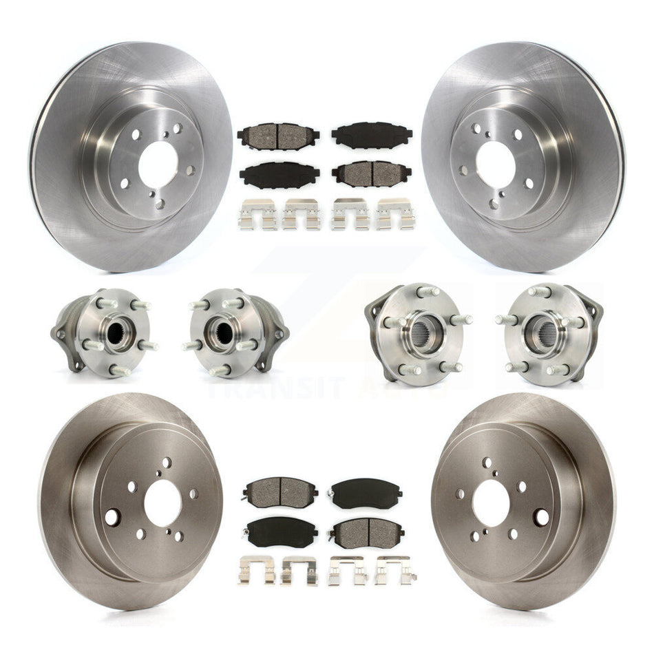Front Rear Hub Bearings Assembly Disc Brake Rotors And Semi-Metallic Pads Kit (10Pc) For Subaru Outback Impreza Forester Legacy KBB-114449