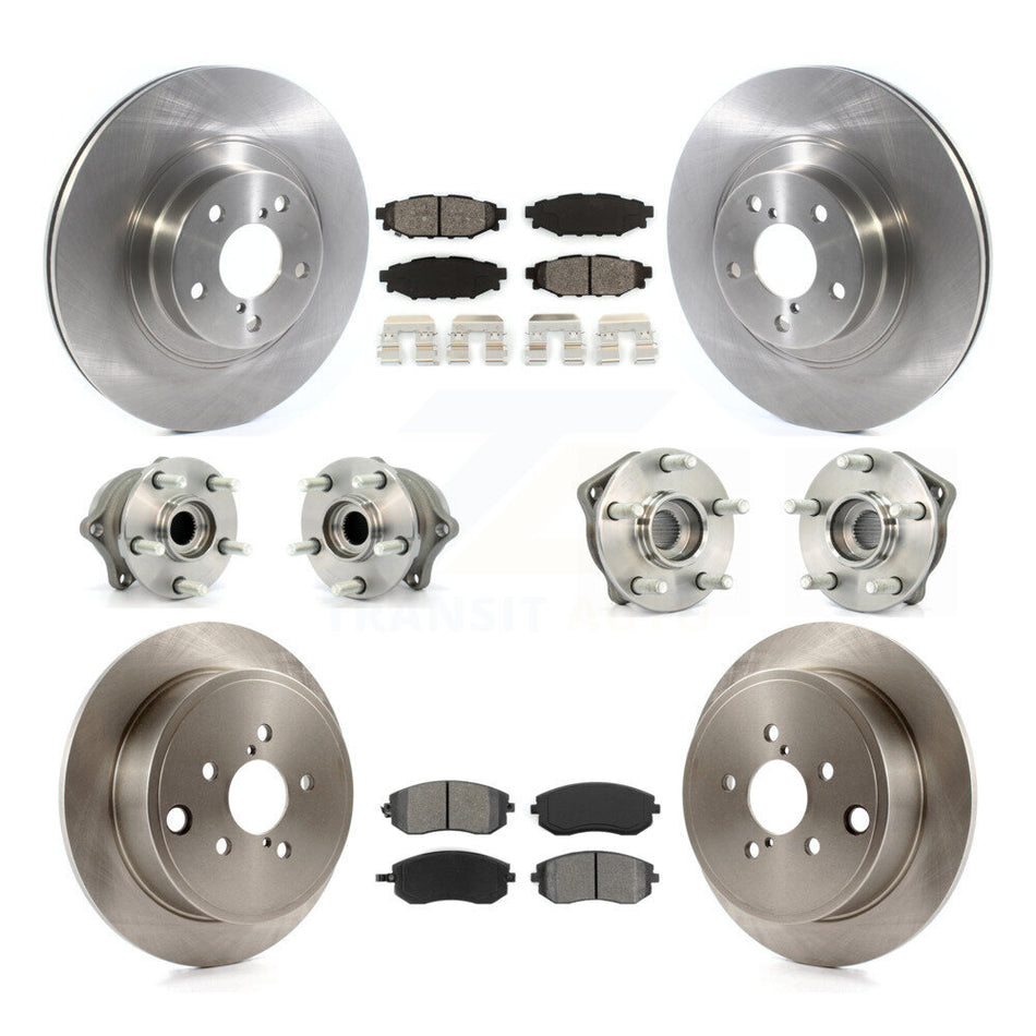 Front Rear Hub Bearings Assembly Disc Brake Rotors And Semi-Metallic Pads Kit (10Pc) For Subaru Outback Forester Impreza Legacy KBB-114450