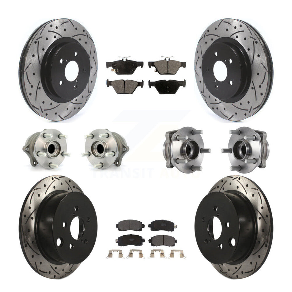 Front Rear Hub Bearings Assembly Coated Disc Brake Rotors And Semi-Metallic Pads Kit (10Pc) For Subaru Crosstrek KBB-114500