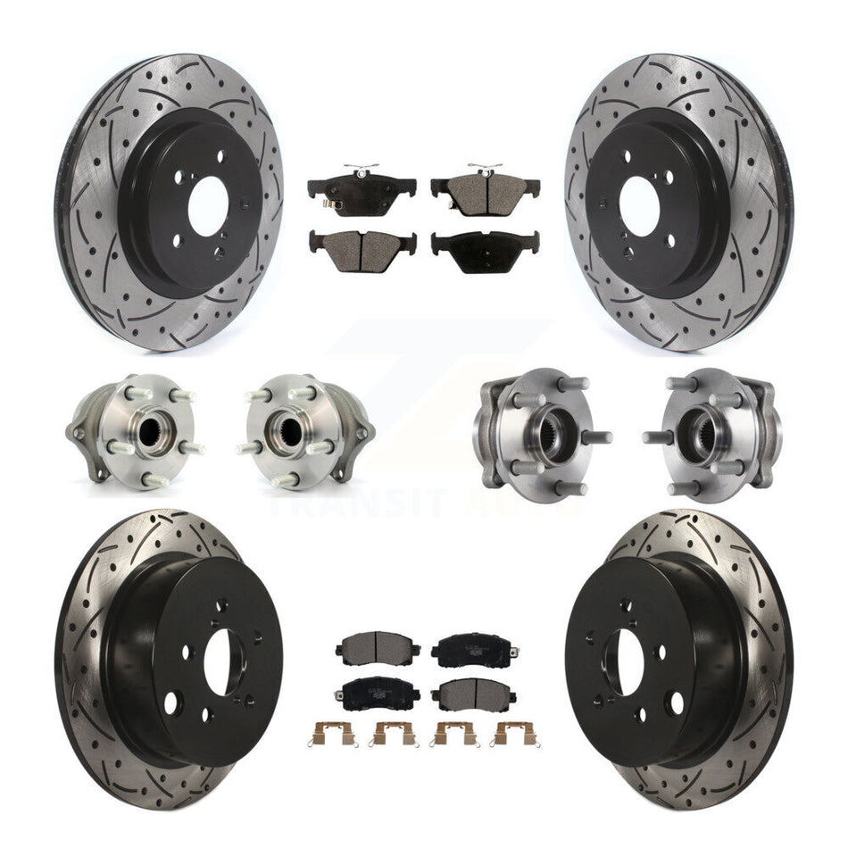 Front Rear Hub Bearings Assembly Coated Disc Brake Rotors And Ceramic Pads Kit (10Pc) For Subaru Crosstrek KBB-114566