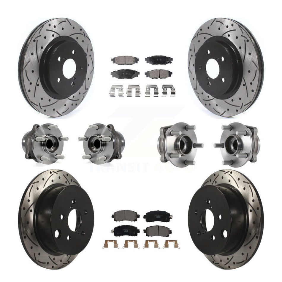 Front Rear Hub Bearings Assembly Coated Disc Brake Rotors And Ceramic Pads Kit (10Pc) For Subaru Crosstrek Impreza KBB-114567