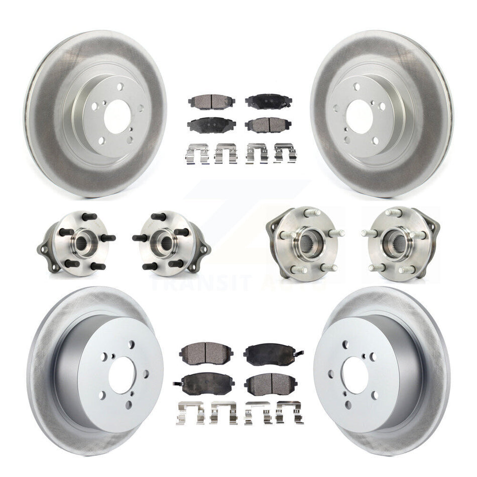 Front Rear Hub Bearings Assembly Coated Disc Brake Rotors And Semi-Metallic Pads Kit (10Pc) For Subaru Outback Legacy With 292mm Diameter Rotor KBB-114607