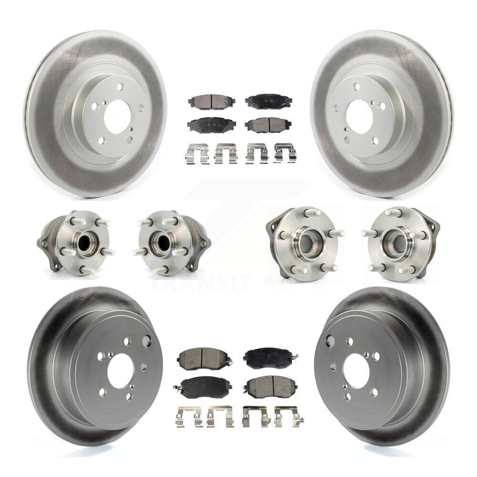 Front Rear Hub Bearings Assembly Coated Disc Brake Rotors And Semi-Metallic Pads Kit (10Pc) For Subaru Outback Impreza Forester Legacy KBB-114613