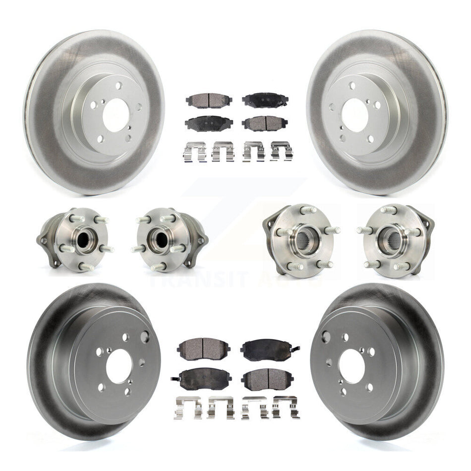 Front Rear Hub Bearings Assembly Coated Disc Brake Rotors And Semi-Metallic Pads Kit (10Pc) For Subaru Outback Forester Impreza Legacy KBB-114614
