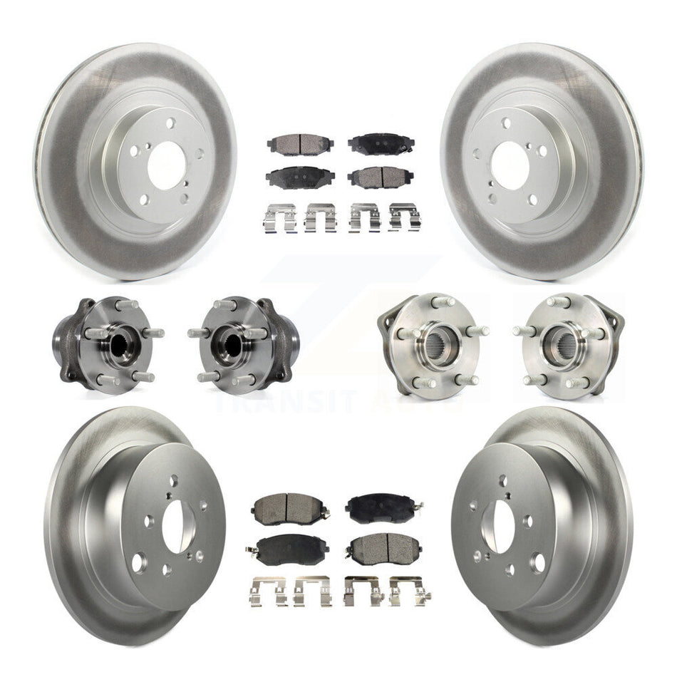 Front Rear Hub Bearings Assembly Coated Disc Brake Rotors And Semi-Metallic Pads Kit (10Pc) For 2013 Subaru XV Crosstrek With 292mm Diameter Rotor KBB-114620