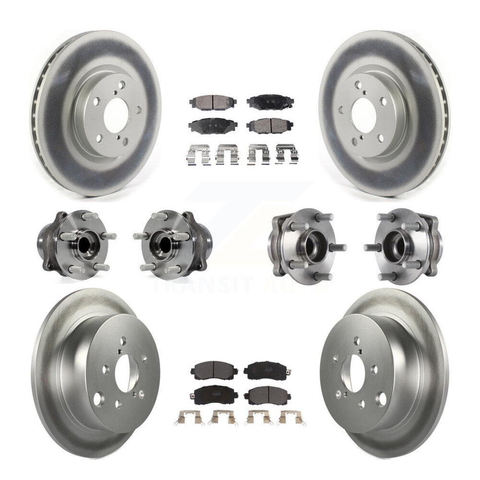 Front Rear Hub Bearings Assembly Coated Disc Brake Rotors And Semi-Metallic Pads Kit (10Pc) For 2017-2019 Subaru Impreza With 276mm Diameter Rotor KBB-114623