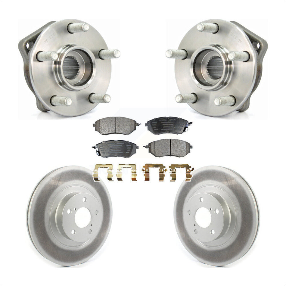 Front Hub Bearing Assembly With Coated Disc Brake Rotors And Semi-Metallic Pads Kit For 2009 Subaru Legacy 3.0 R with 3.0L 292mm Diameter Rotor KBB-114629