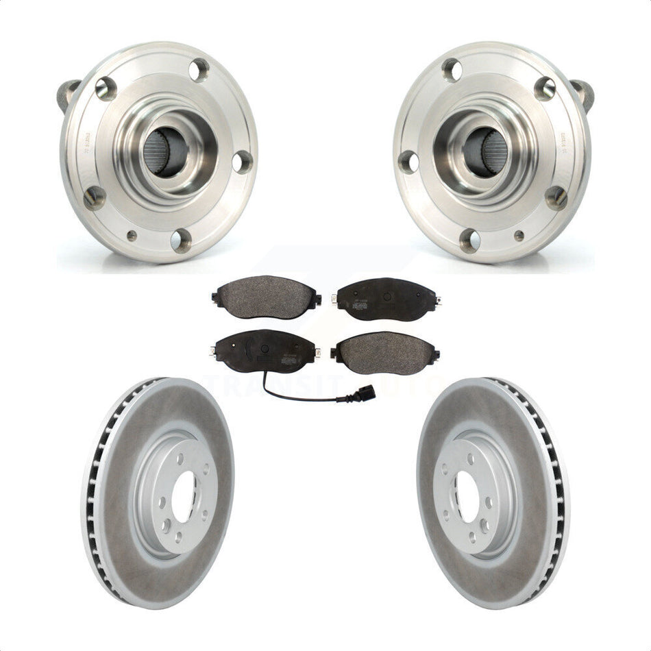 Front Hub Bearing Assembly With Coated Disc Brake Rotors And Semi-Metallic Pads Kit For Volkswagen CC AWD KBB-114633