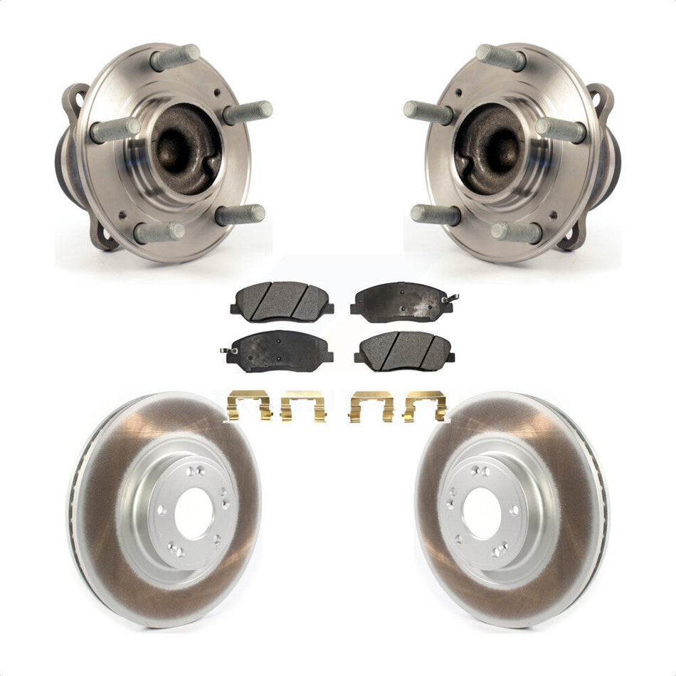 Front Hub Bearing Assembly With Coated Disc Brake Rotors And Semi-Metallic Pads Kit For 2012 Hyundai Genesis 3.8L KBB-114636