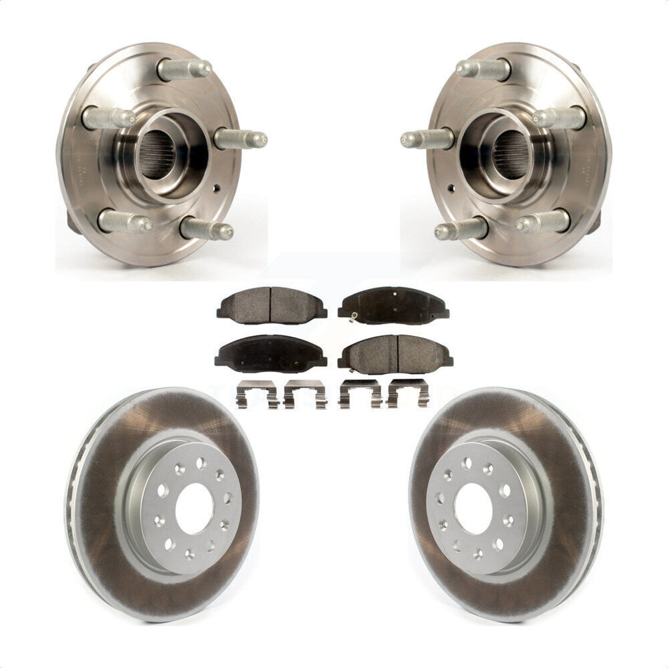 Front Hub Bearing Assembly With Coated Disc Brake Rotors And Semi-Metallic Pads Kit For Cadillac CTS Without Heavy Duty Brakes KBB-114640