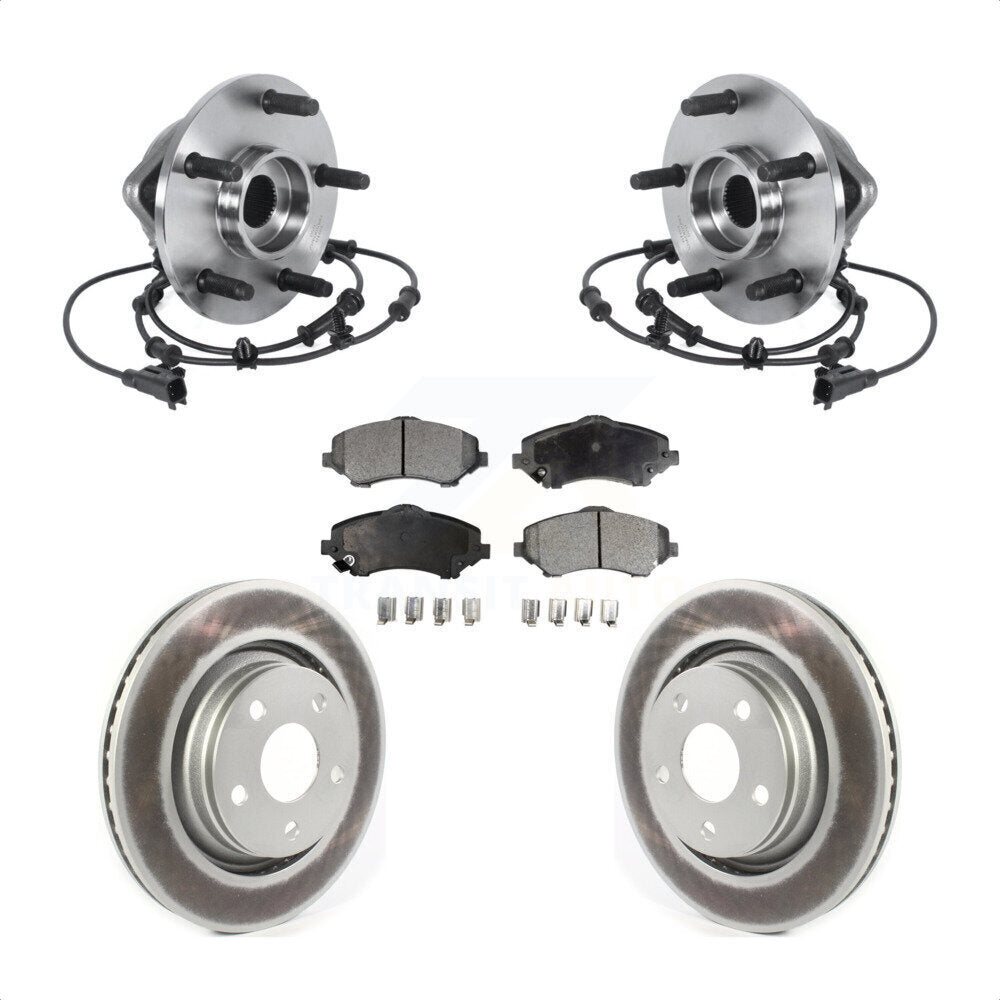 Front Hub Bearing Assembly Coated Disc Brake Rotors And Pads Kit For Jeep Wrangler KBB-114651