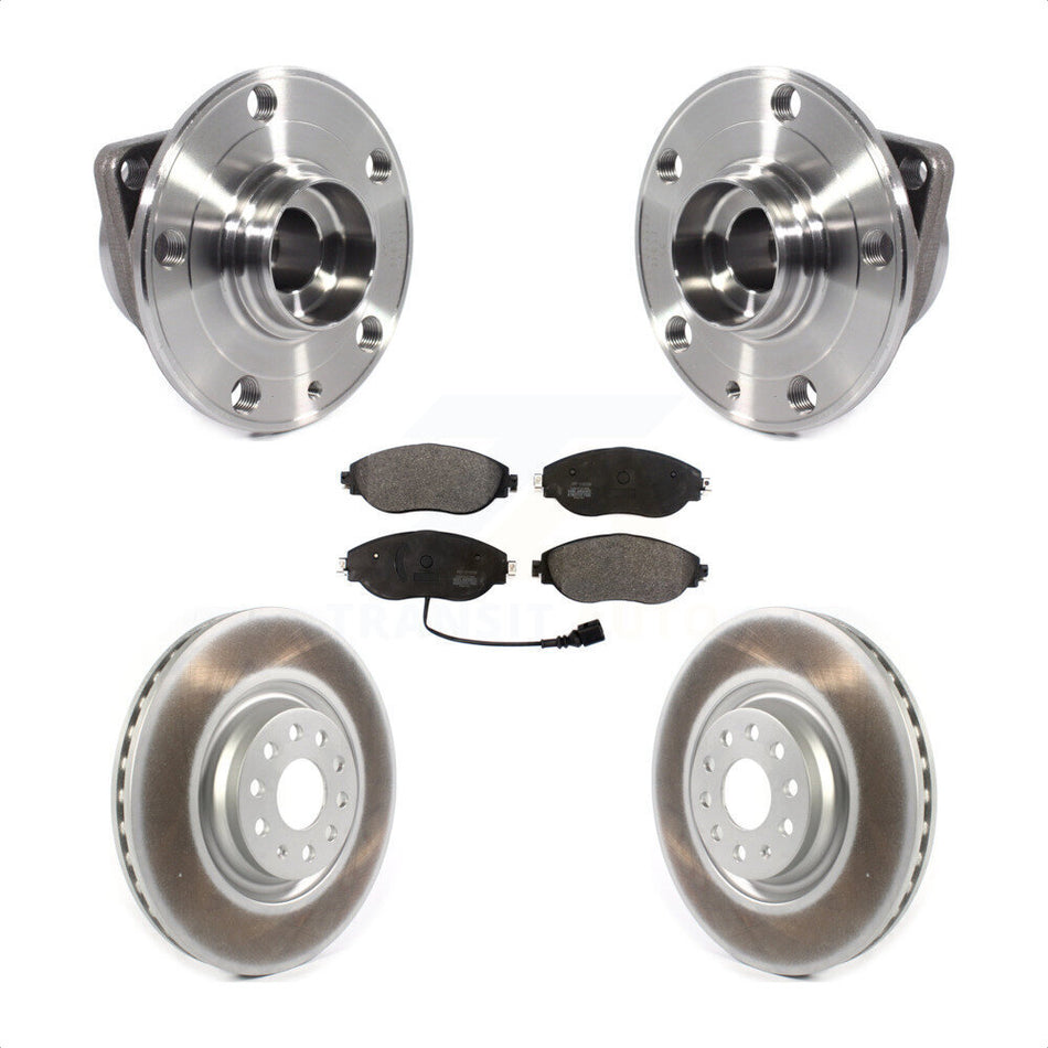 Front Hub Bearing Assembly With Coated Disc Brake Rotors And Semi-Metallic Pads Kit For Volkswagen Tiguan Jetta GTI Audi Golf R S3 Q3 Arteon KBB-114652