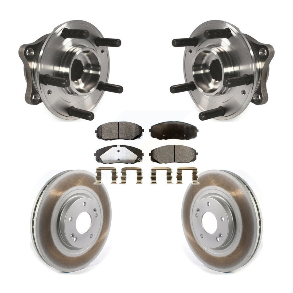 Front Hub Bearing Assembly With Coated Disc Brake Rotors And Semi-Metallic Pads Kit For 2015-2019 Kia Sedona KBB-114654